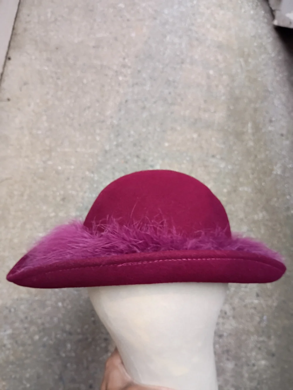 Doeskin Vintage Felt Wool Feather Bowler Hat 21.5